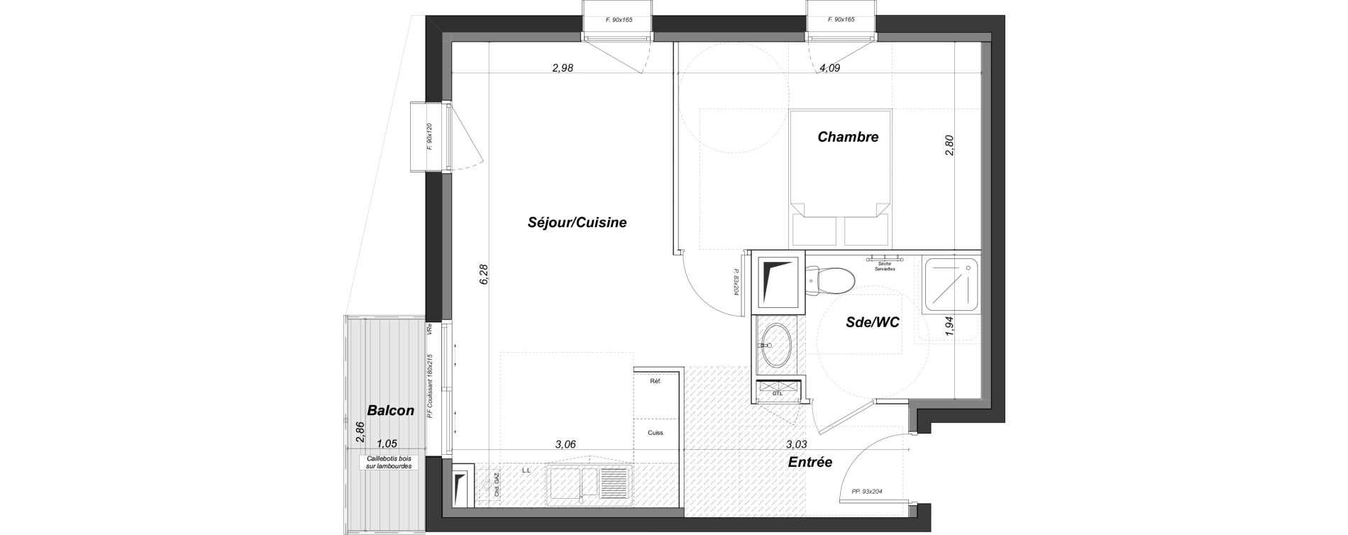 Appartement T2 de 41,94 m2 au Bouscat Centre - ermitage