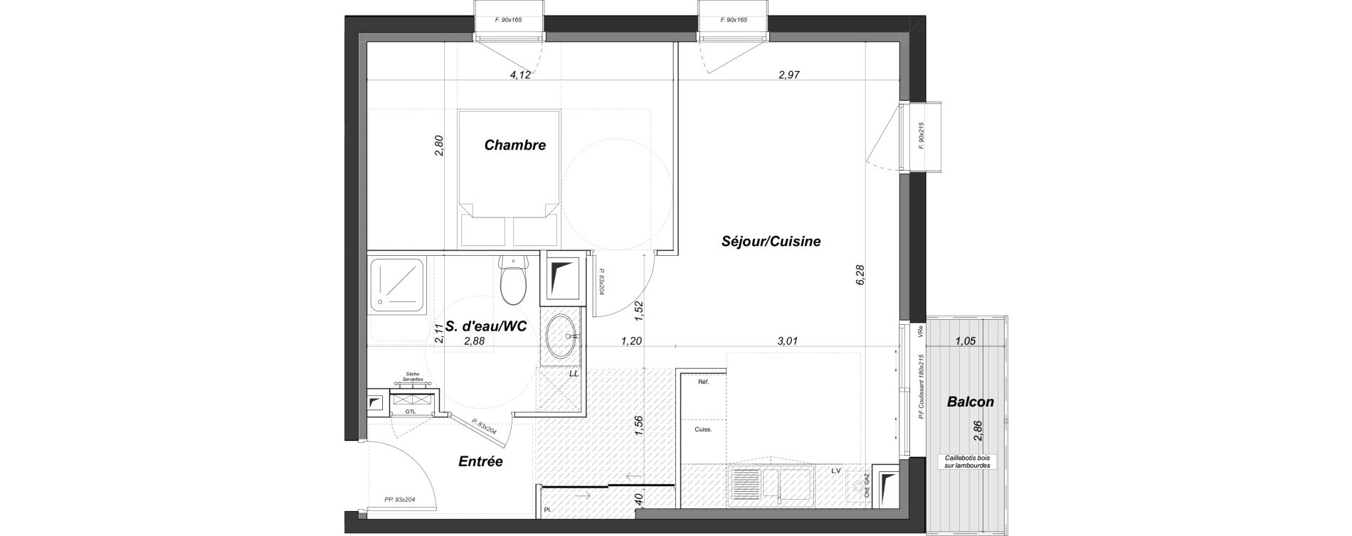 Appartement T2 de 43,58 m2 au Bouscat Centre - ermitage