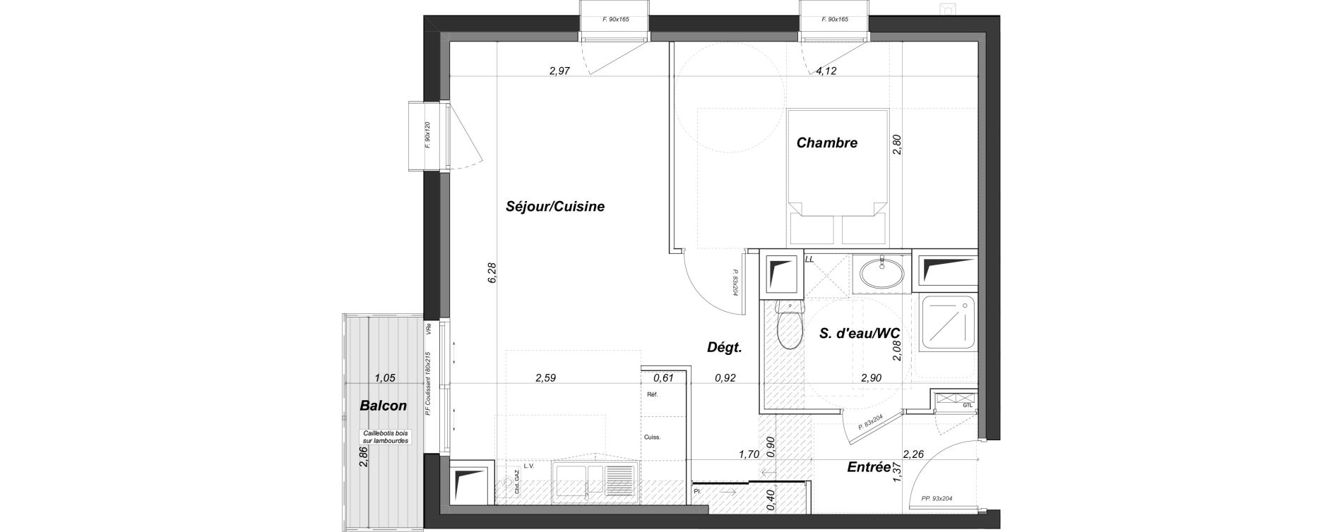 Appartement T2 de 43,11 m2 au Bouscat Centre - ermitage
