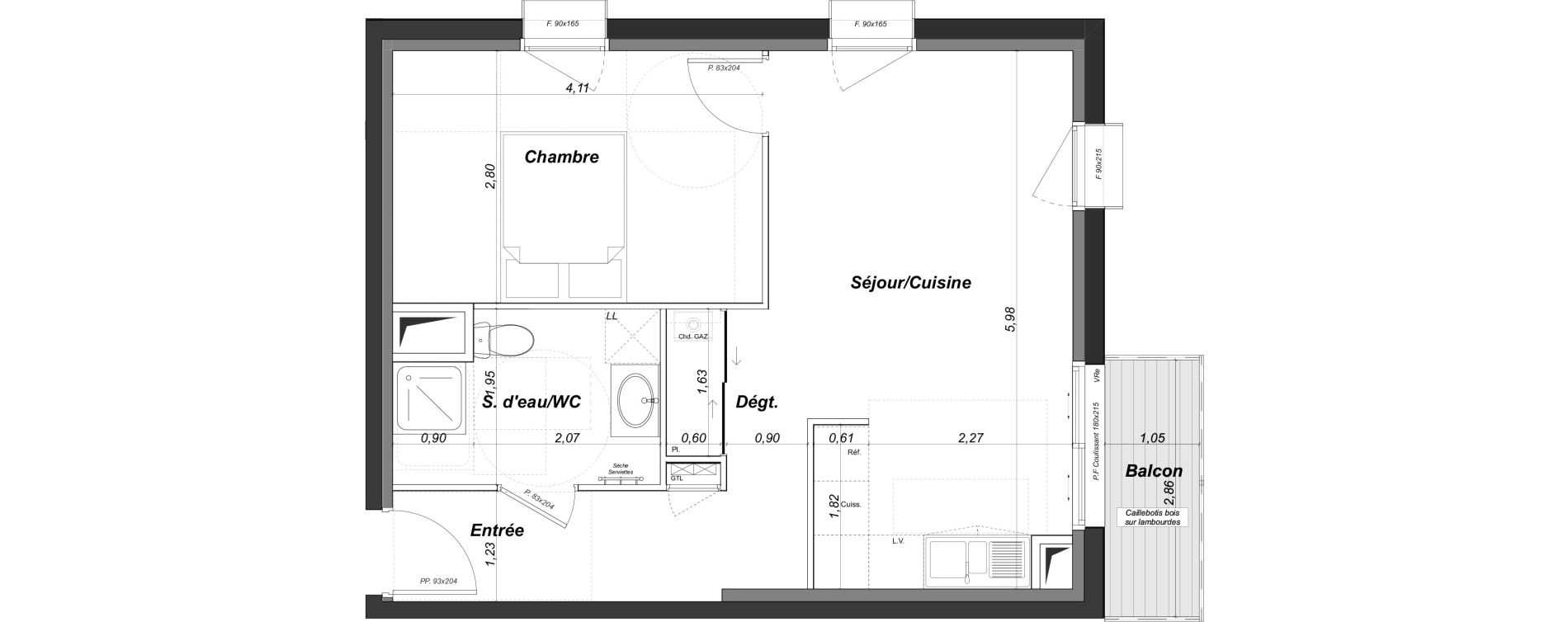 Appartement T2 de 43,59 m2 au Bouscat Centre - ermitage