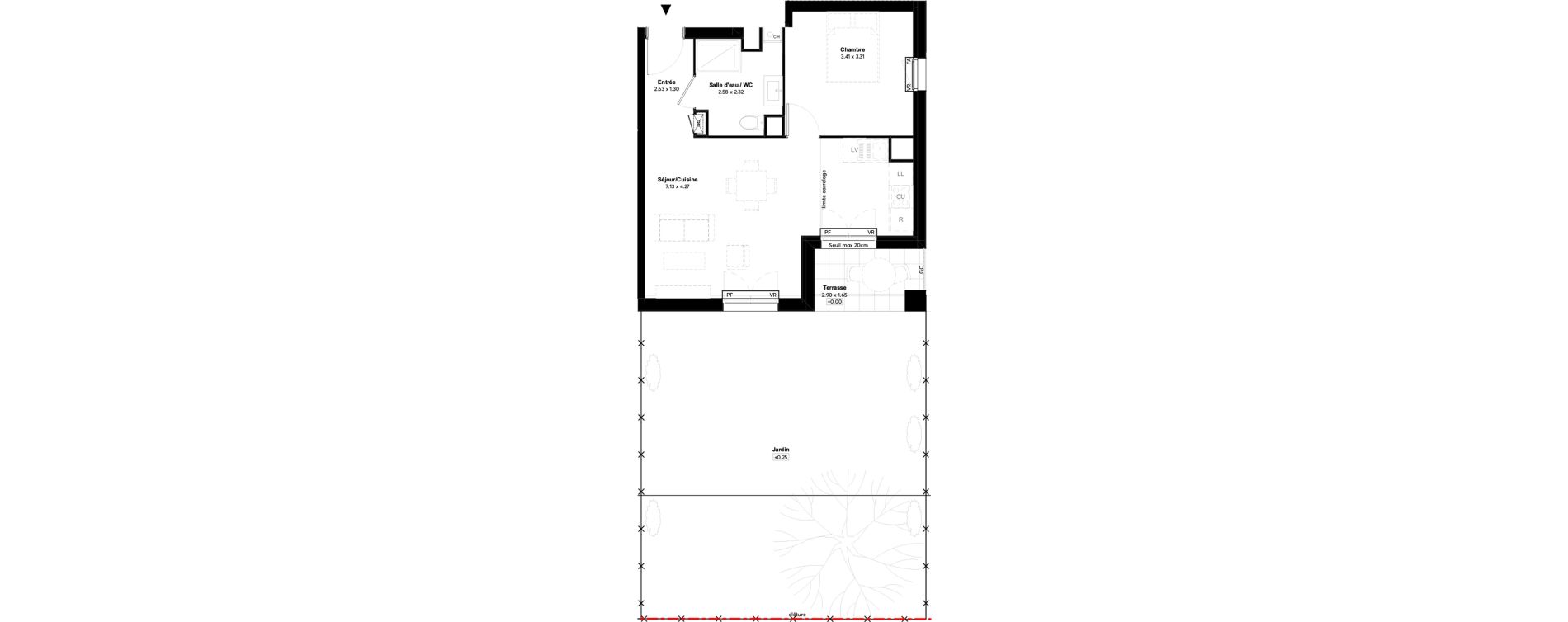 Appartement T2 de 45,16 m2 au Bouscat Hippodrome - lafon - f&eacute;line