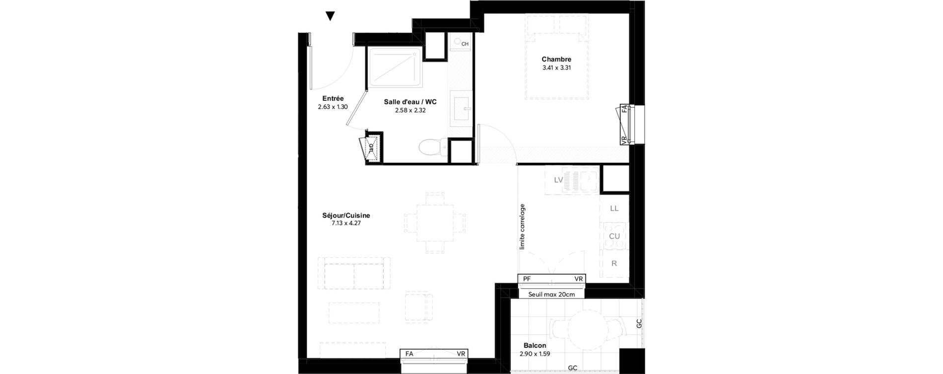 Appartement T2 de 45,15 m2 au Bouscat Hippodrome - lafon - f&eacute;line