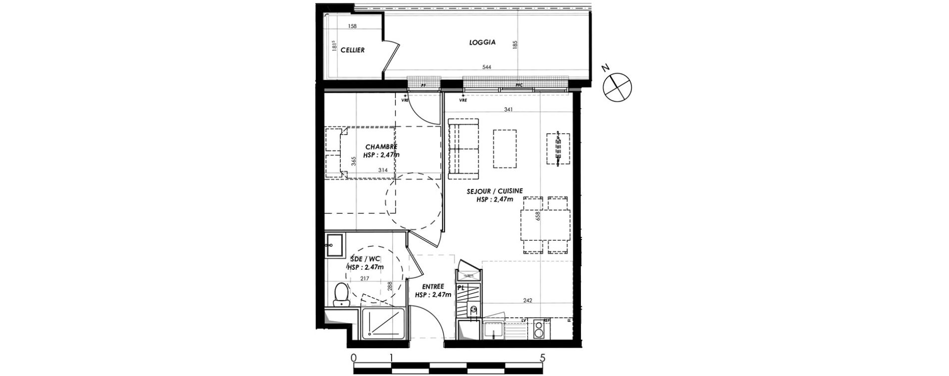 Appartement T2 de 41,76 m2 au Bouscat Marceau