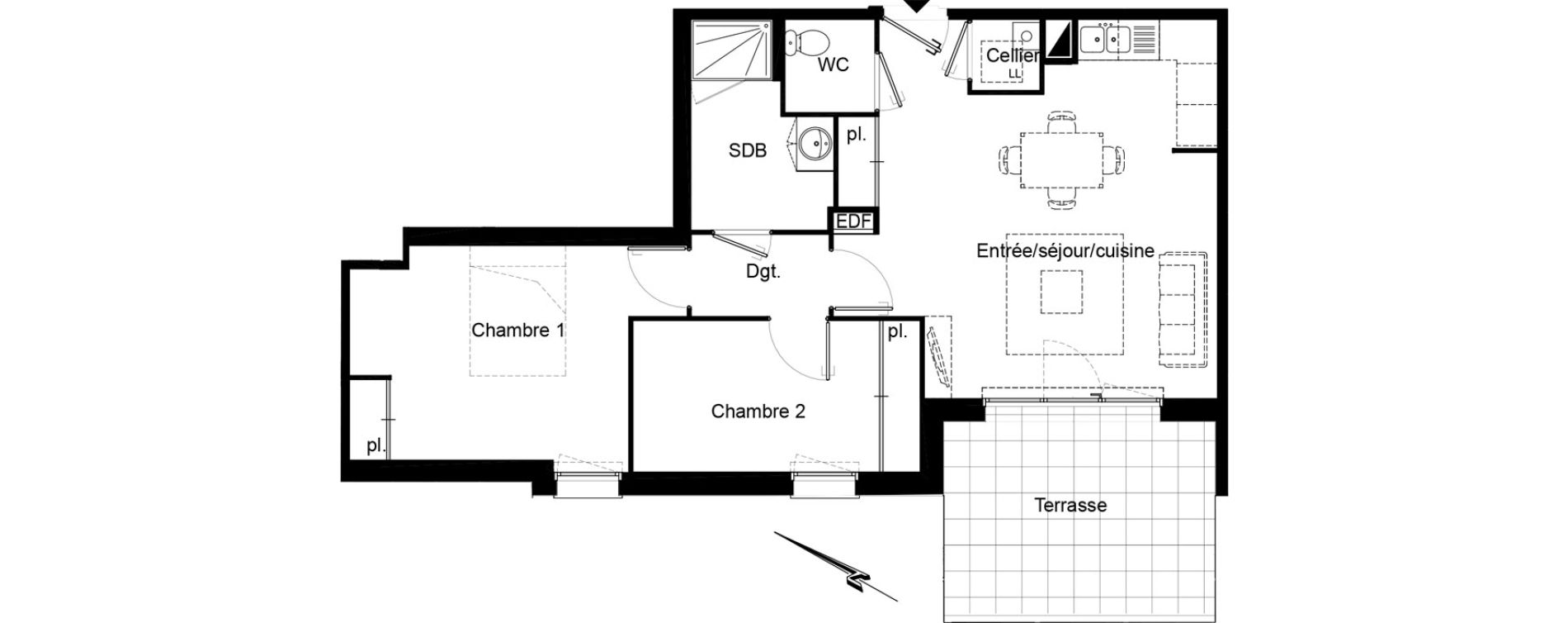 Appartement T3 de 61,00 m2 au Bouscat Ausone - les ecus
