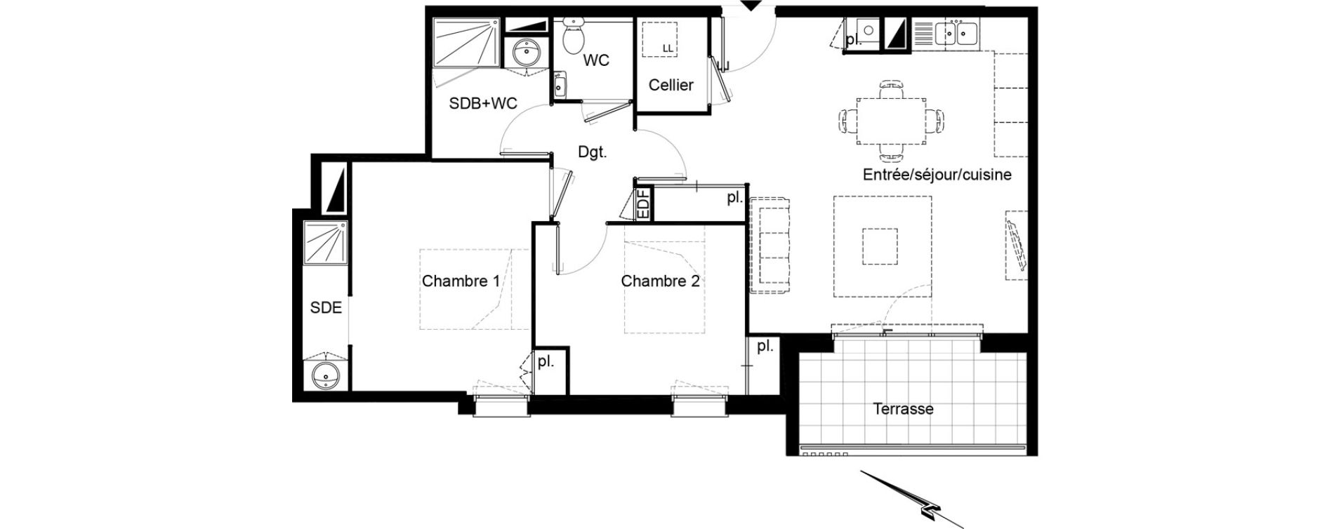 Appartement T3 de 70,40 m2 au Bouscat Ausone - les ecus