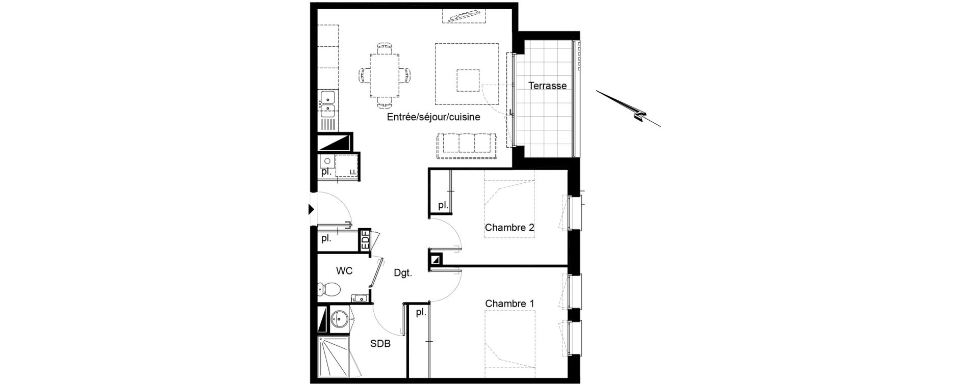 Appartement T3 de 63,10 m2 au Bouscat Ausone - les ecus