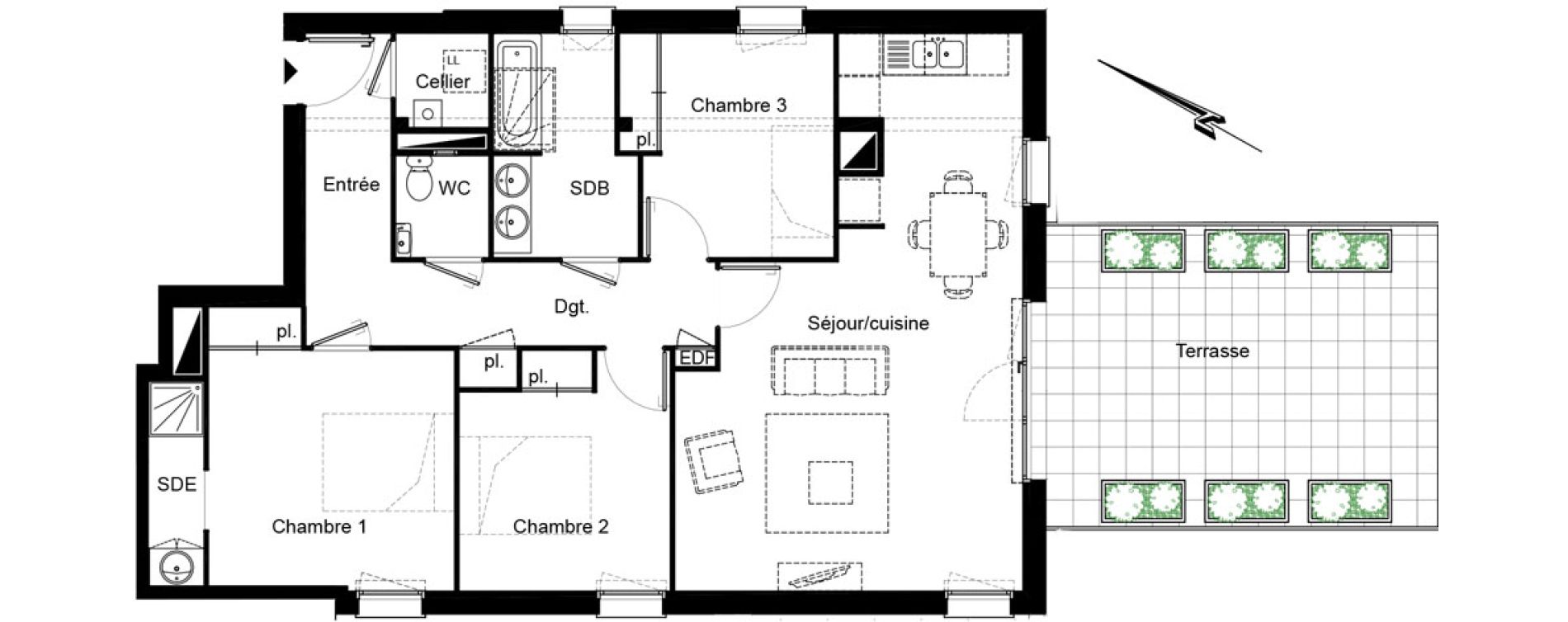 Appartement T4 de 88,00 m2 au Bouscat Ausone - les ecus