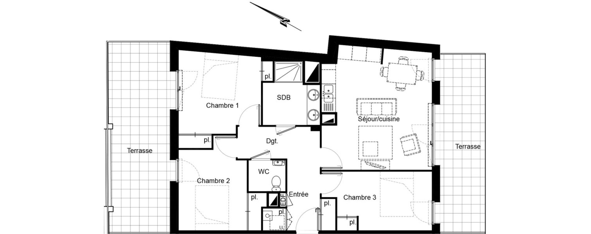 Appartement T4 de 76,00 m2 au Bouscat Ausone - les ecus