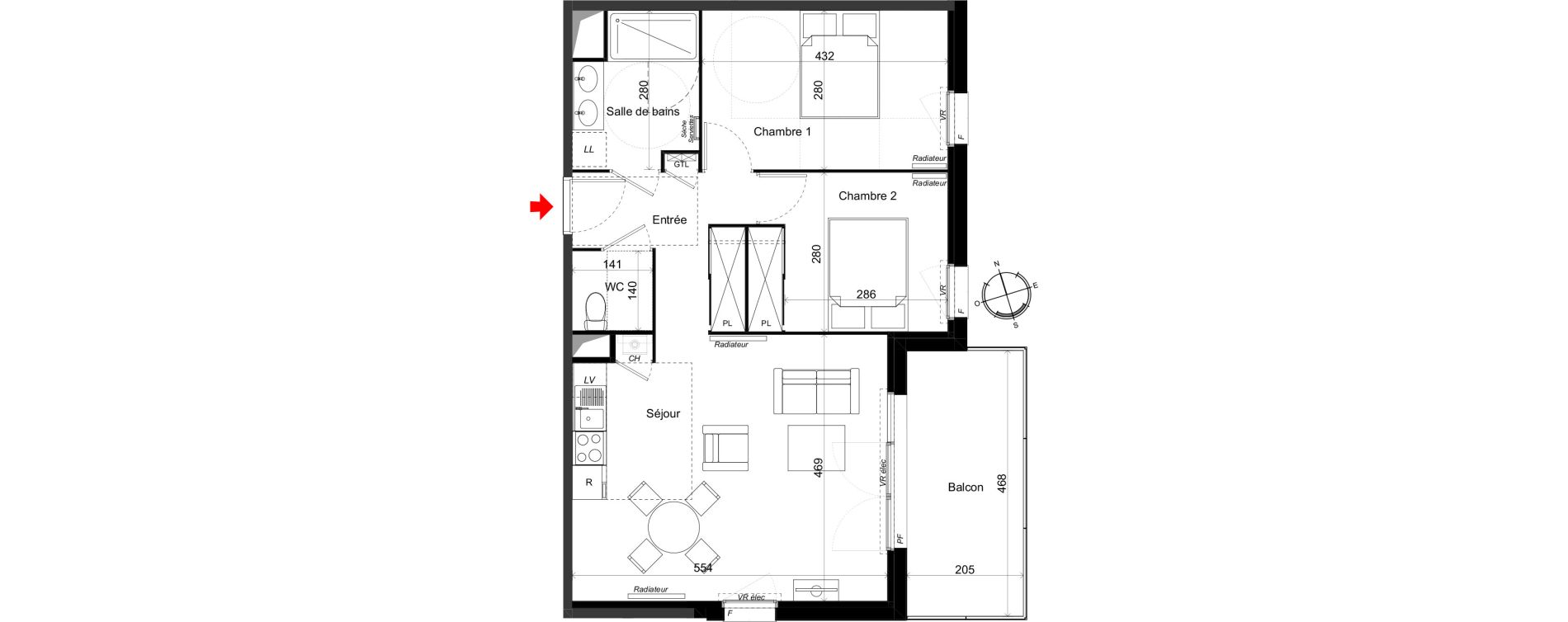 Appartement T3 de 61,28 m2 au Haillan Miotte