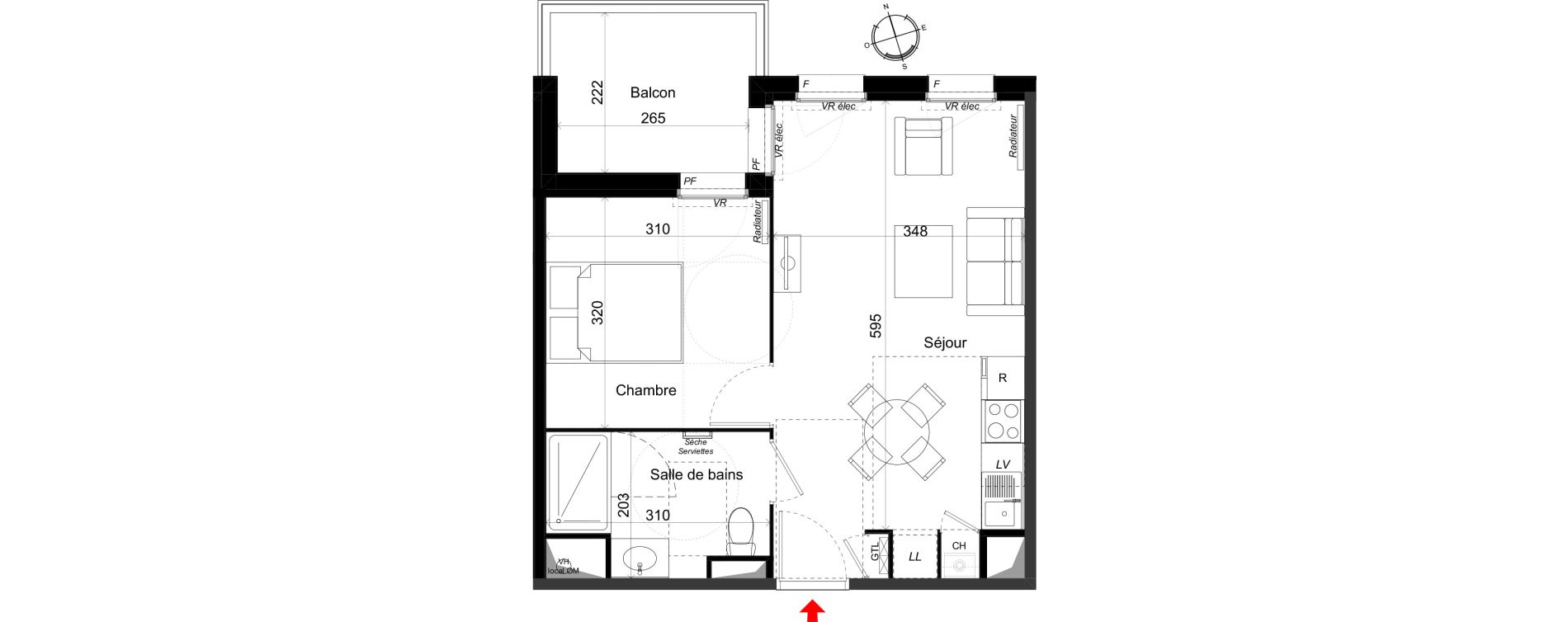 Appartement T2 de 37,79 m2 au Haillan Miotte