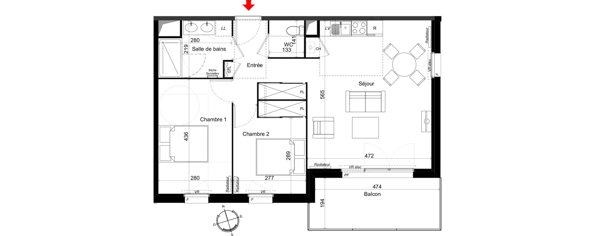 Appartement T3 de 61,76 m2 au Haillan Miotte