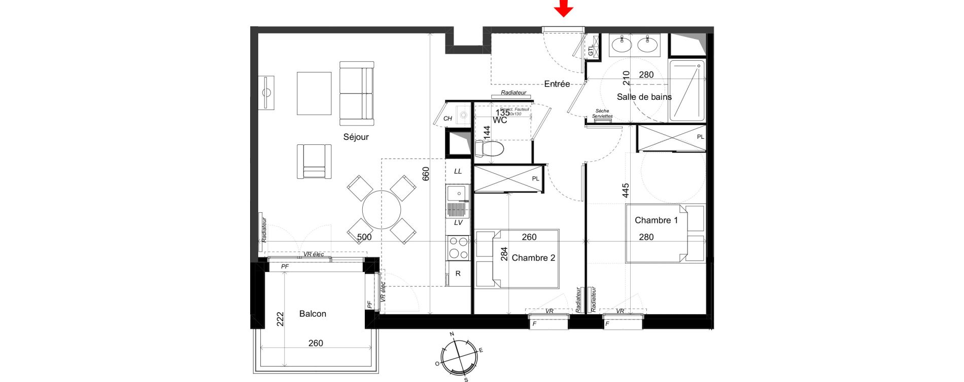 Appartement T3 de 62,76 m2 au Haillan Miotte