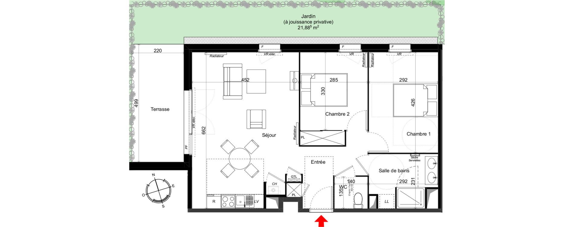Appartement T3 de 65,74 m2 au Haillan Miotte