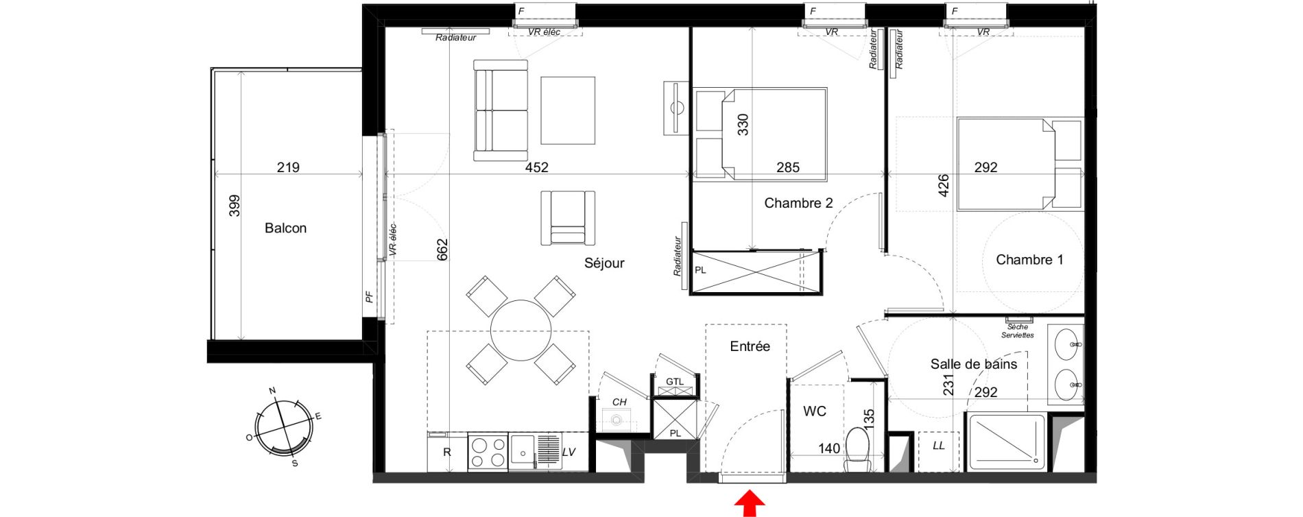Appartement T3 de 65,72 m2 au Haillan Miotte