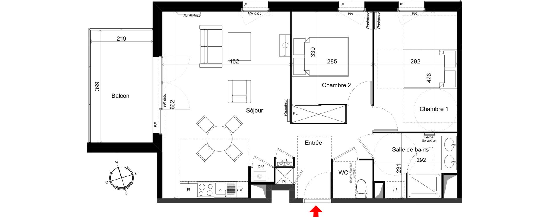 Appartement T3 de 65,72 m2 au Haillan Miotte