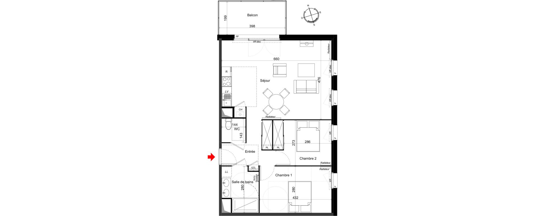 Appartement T3 de 66,17 m2 au Haillan Miotte