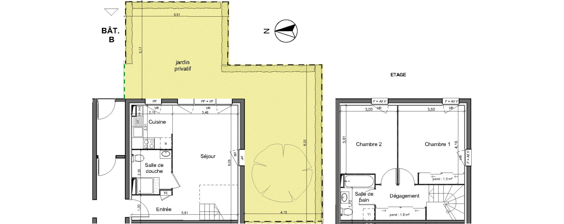 Duplex T3 de 66,20 m2 au Pian-M&eacute;doc Centre