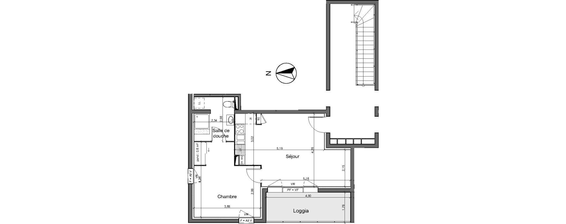 Appartement T2 de 44,20 m2 au Pian-M&eacute;doc Centre