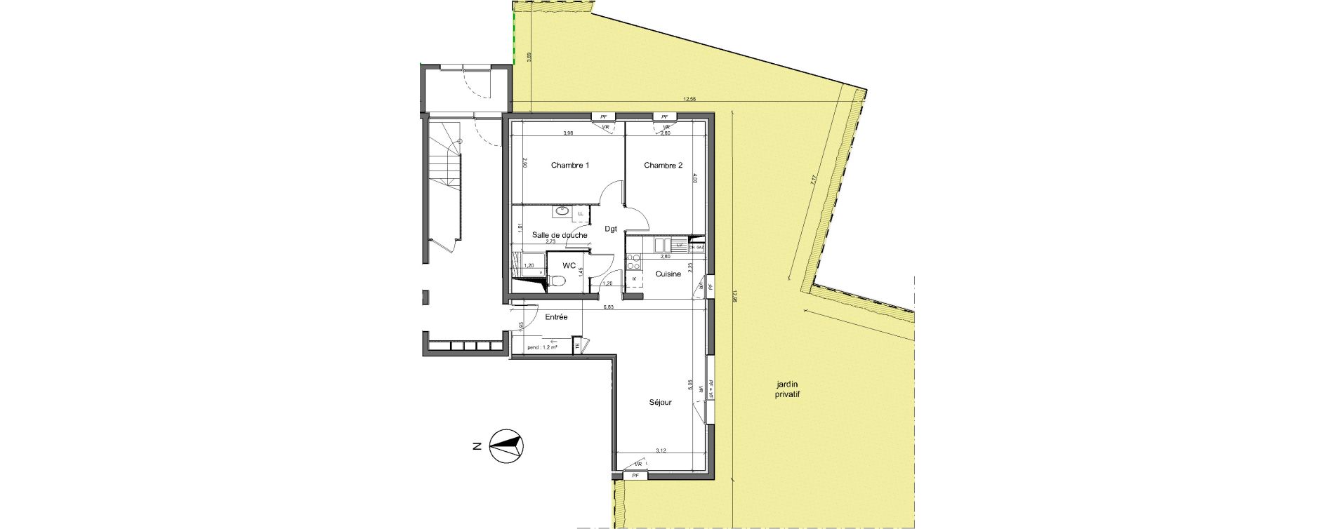 Appartement T3 de 65,90 m2 au Pian-M&eacute;doc Centre