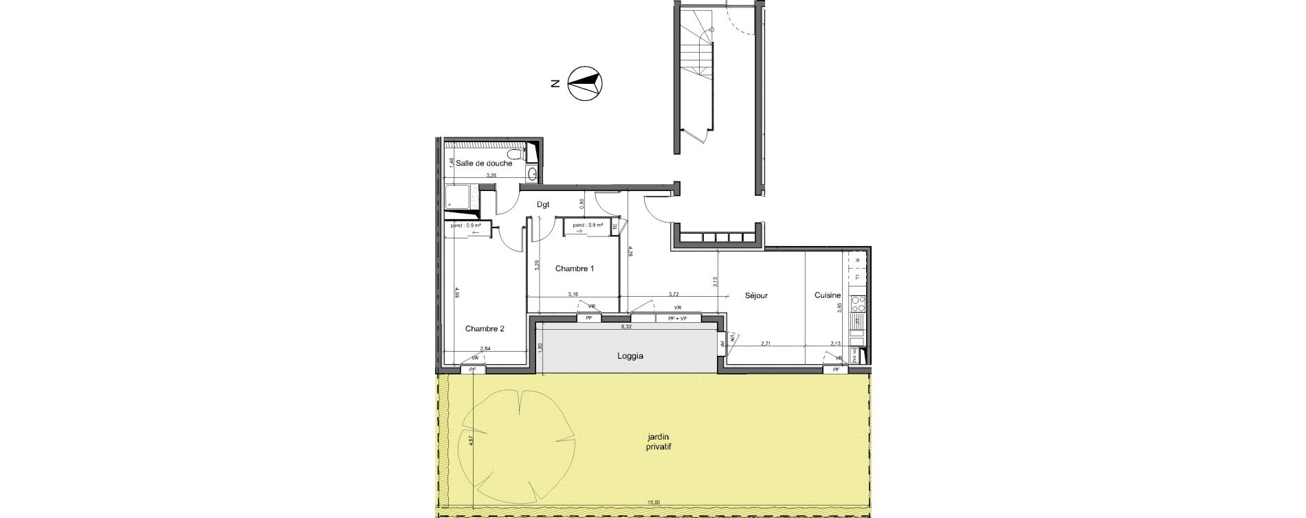 Appartement T3 de 64,80 m2 au Pian-M&eacute;doc Centre