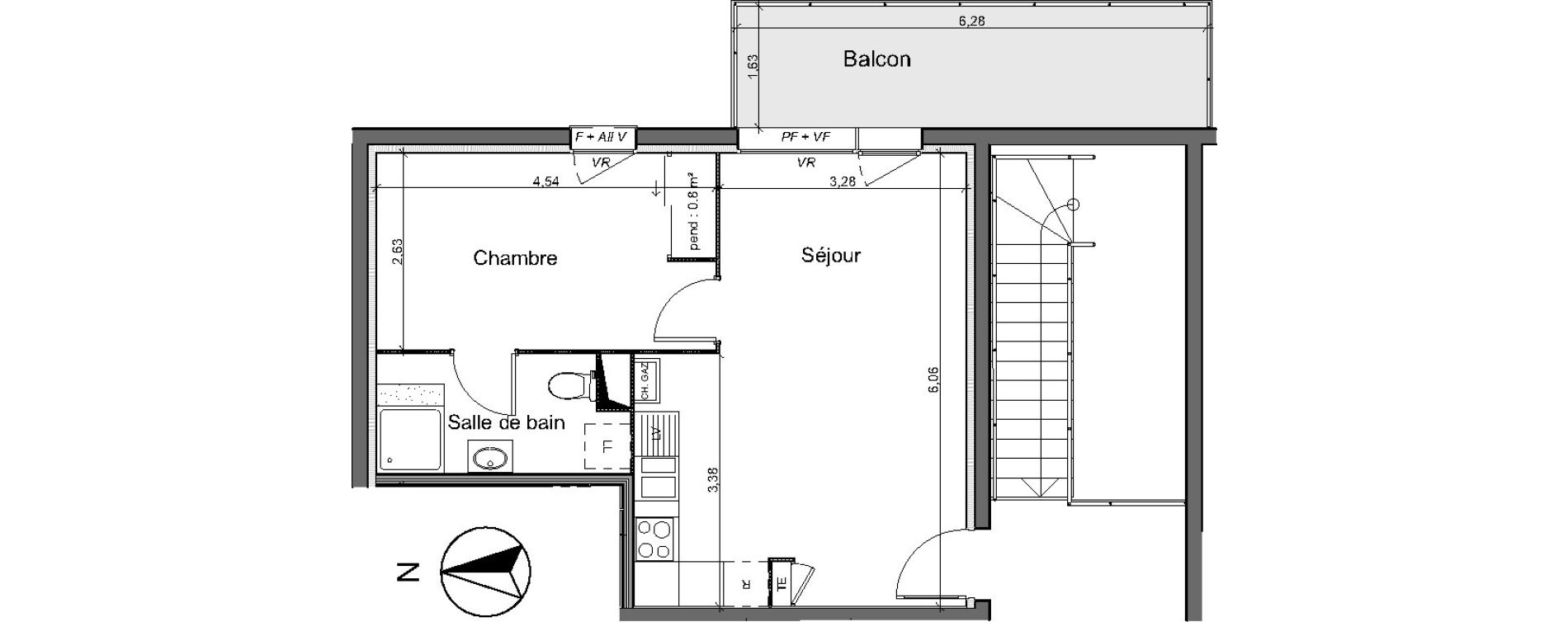 Appartement T2 de 40,40 m2 au Pian-M&eacute;doc Centre