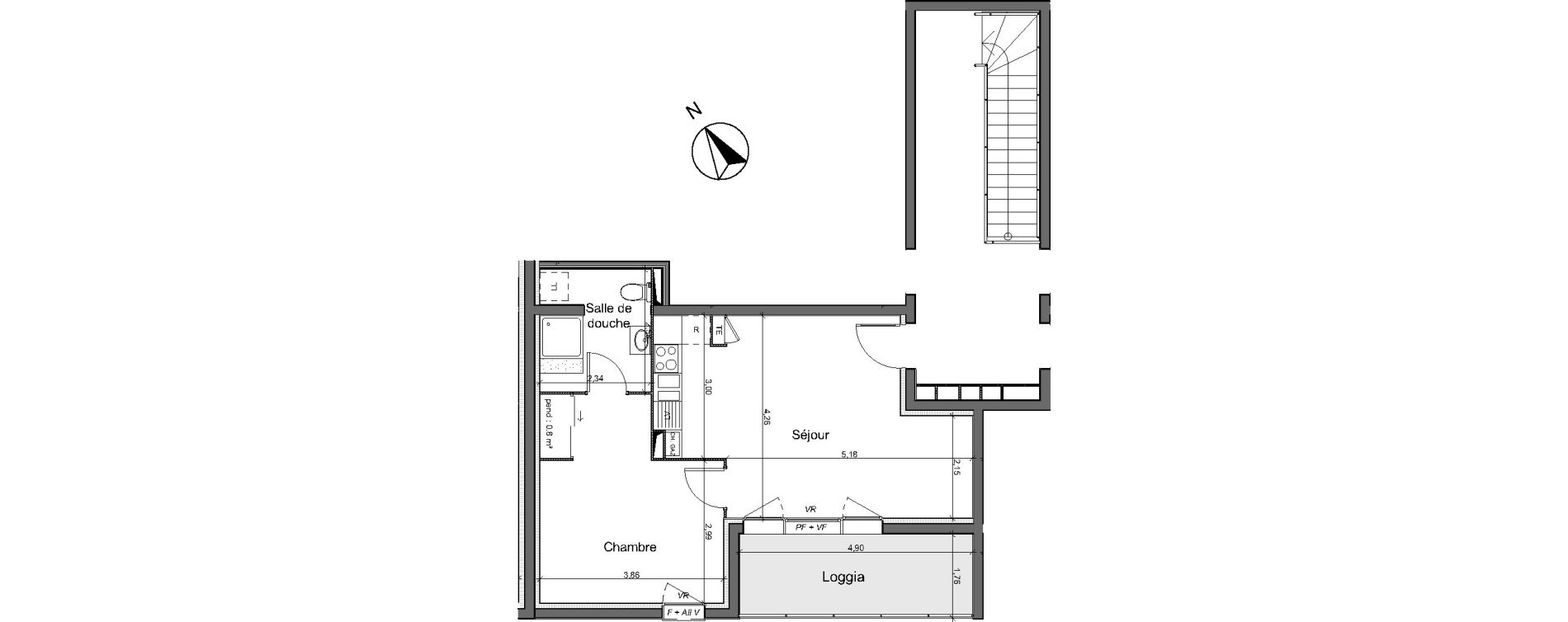 Appartement T2 de 43,80 m2 au Pian-M&eacute;doc Centre