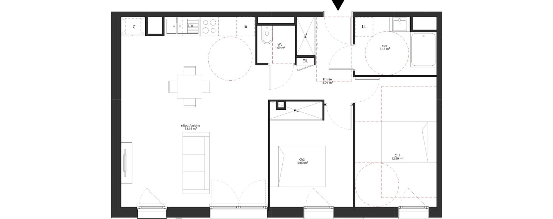 Appartement T3 de 67,50 m2 au Taillan-M&eacute;doc Sud-est