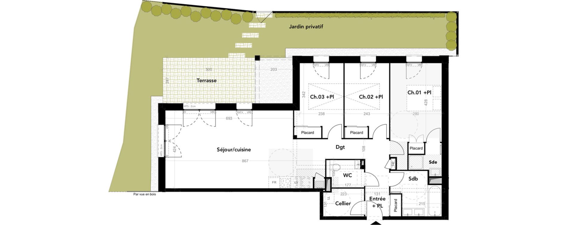 Appartement T4 de 90,31 m2 au Taillan-M&eacute;doc Centre bourg