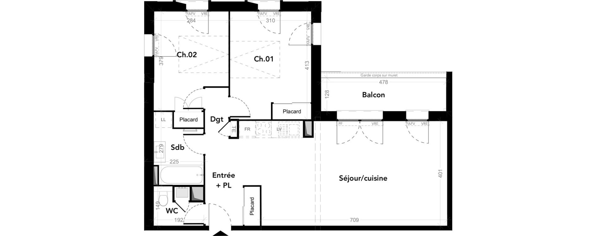 Appartement T3 de 68,15 m2 au Taillan-M&eacute;doc Centre bourg