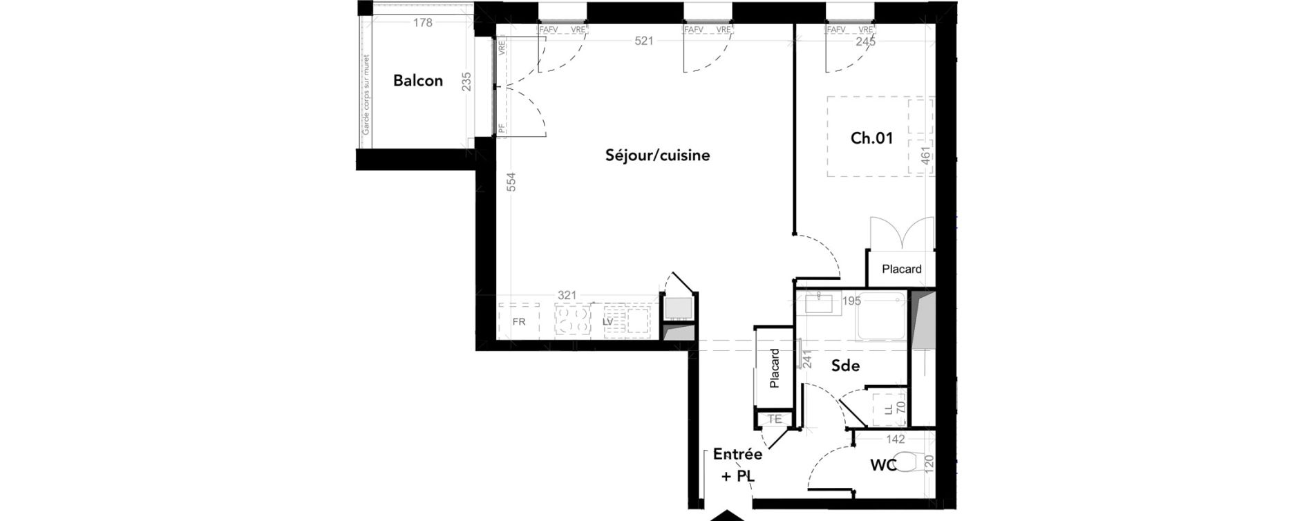 Appartement T2 de 51,99 m2 au Taillan-M&eacute;doc Centre bourg