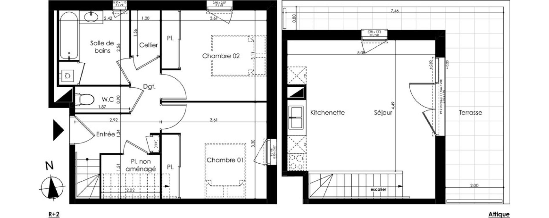 Duplex T3 de 64,16 m2 au Taillan-M&eacute;doc Sud-est