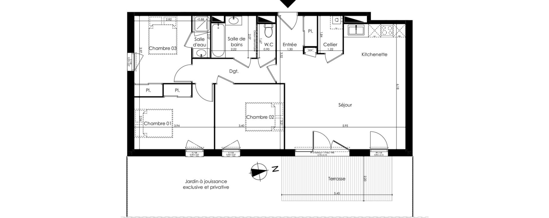 Appartement T4 de 84,21 m2 au Taillan-M&eacute;doc Sud-est