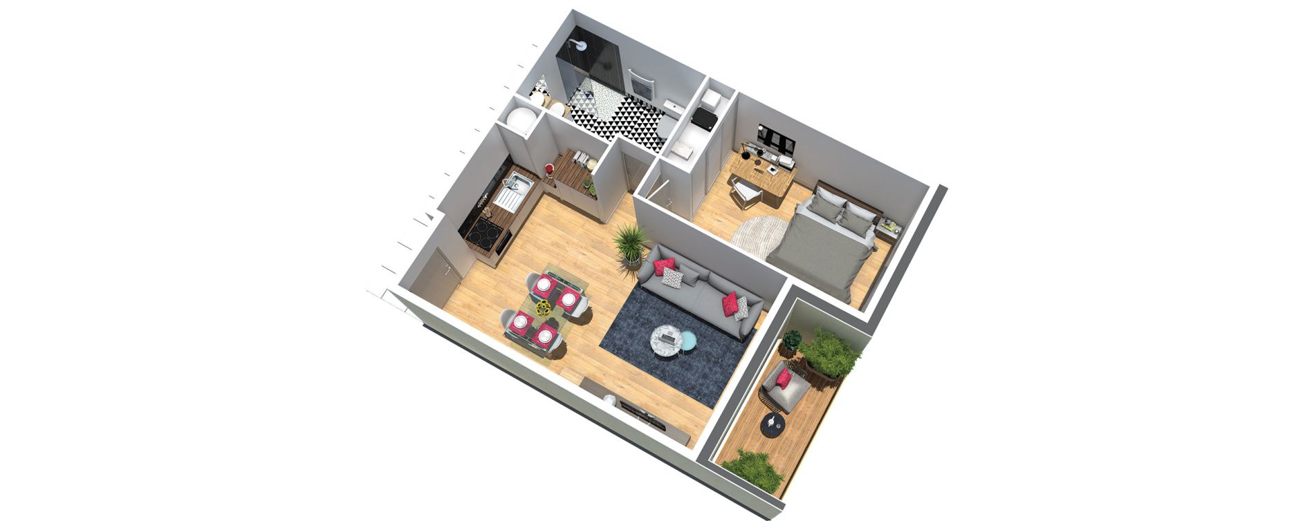 Appartement T2 de 43,30 m2 au Taillan-M&eacute;doc Centre