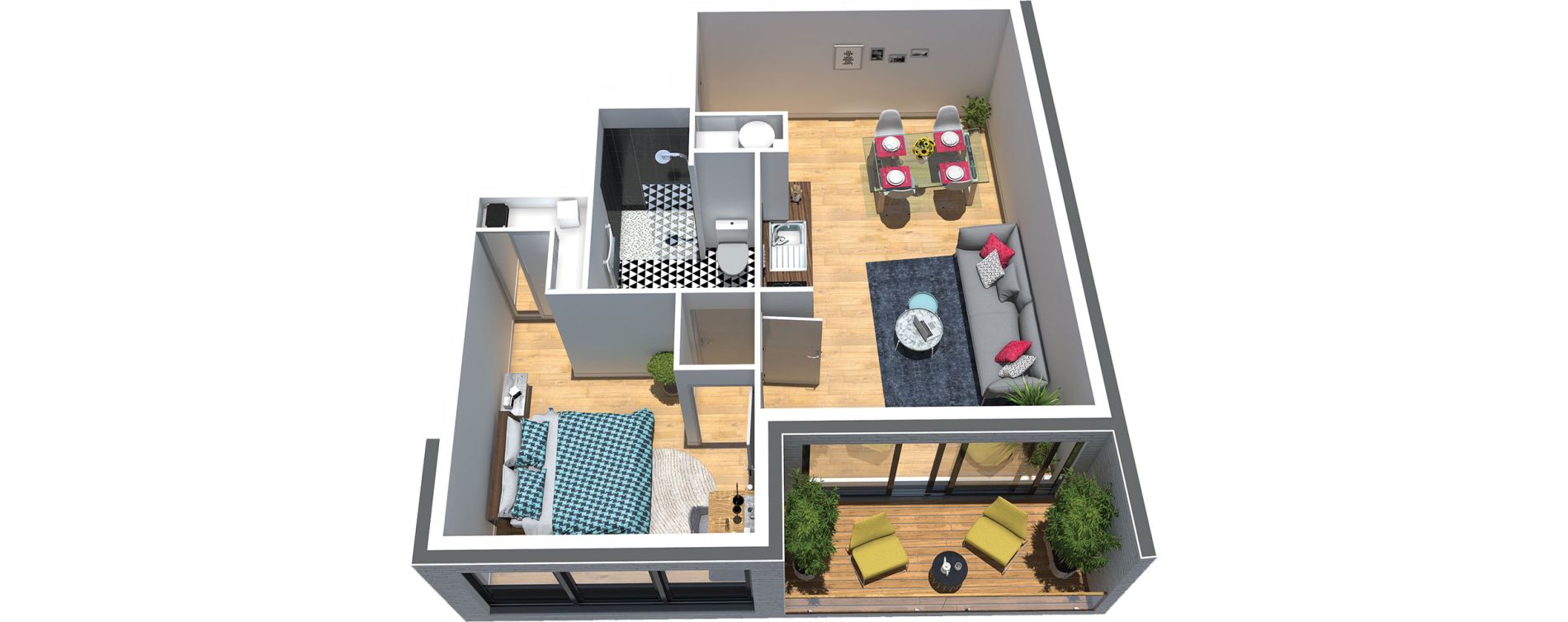 Appartement T2 de 46,30 m2 au Taillan-M&eacute;doc Centre