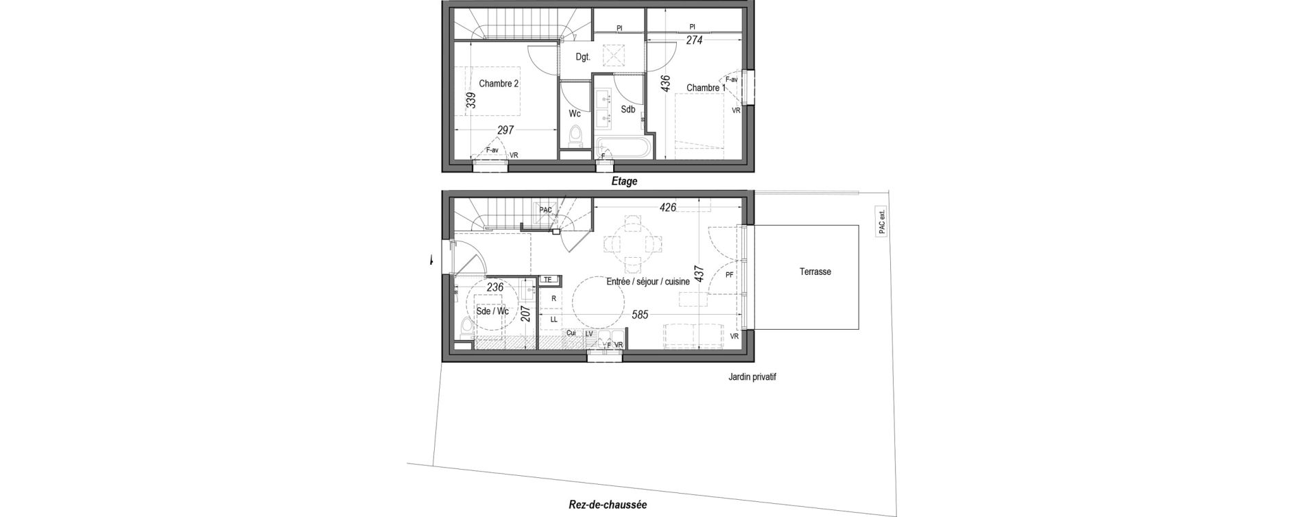 Maison T3 de 63,65 m2 au Teich Centre