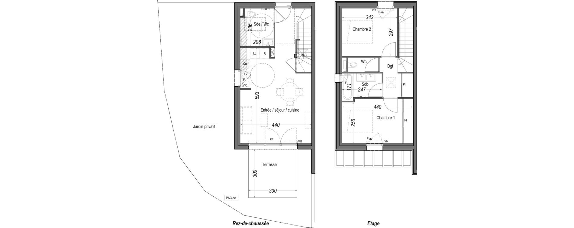 Maison T3 de 64,78 m2 au Teich Centre