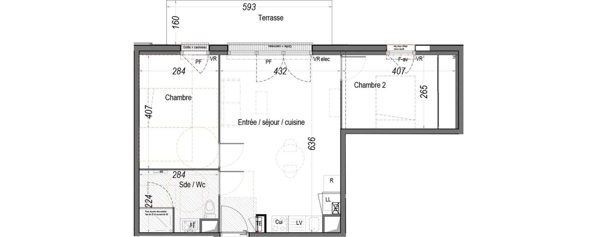 Appartement T4 de 84,26 m2 au Teich Centre