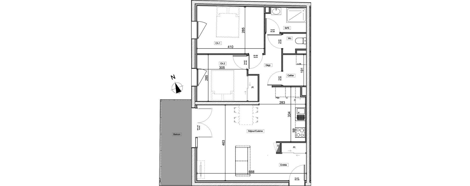 Appartement T3 de 67,72 m2 au Teich Centre