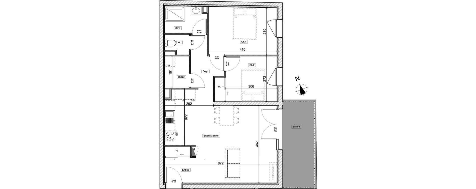 Appartement T3 de 67,30 m2 au Teich Centre
