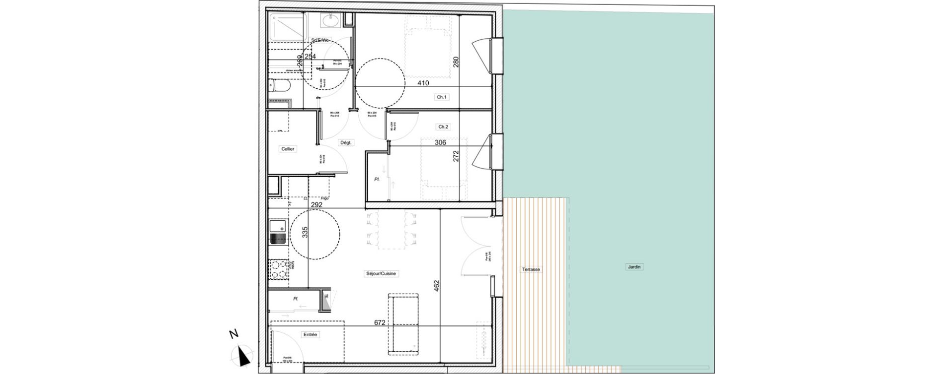 Appartement T3 de 67,49 m2 au Teich Centre