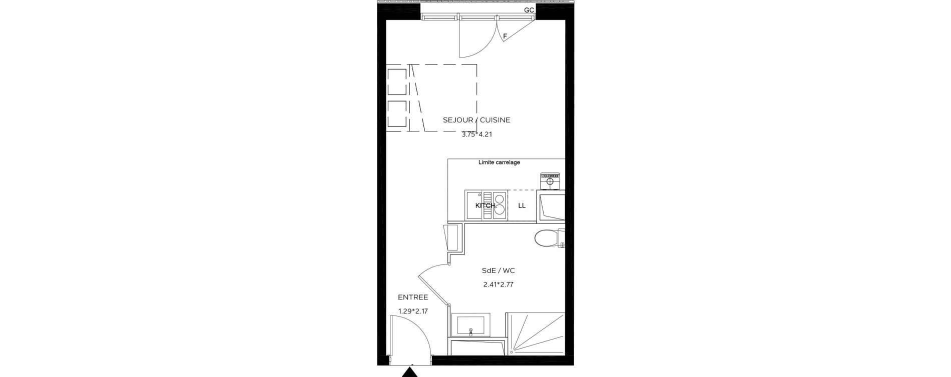 Appartement T1 de 25,03 m2 au Teich Centre