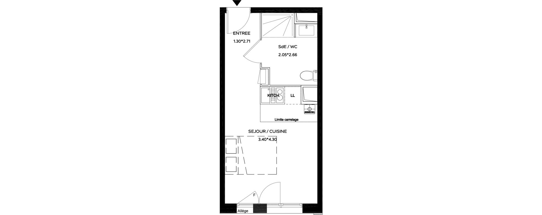 Appartement T1 de 22,65 m2 au Teich Centre