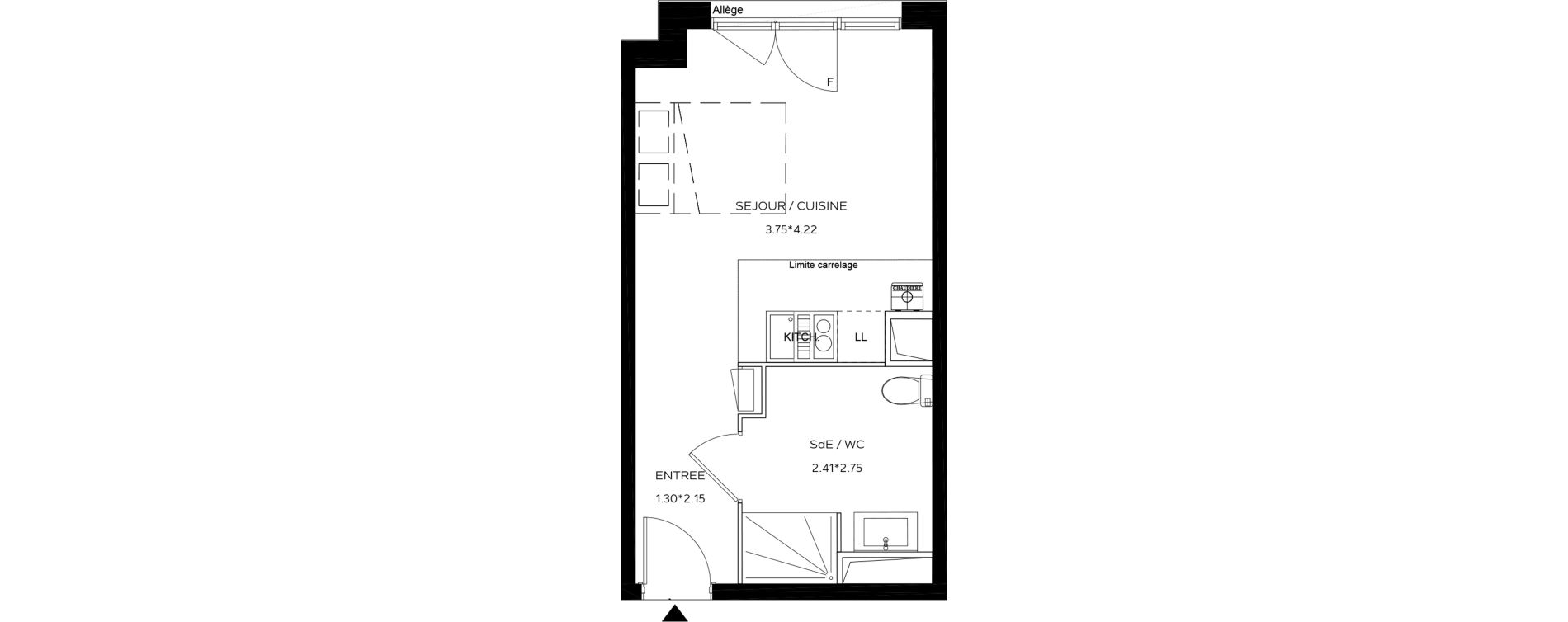 Appartement T1 de 24,66 m2 au Teich Centre