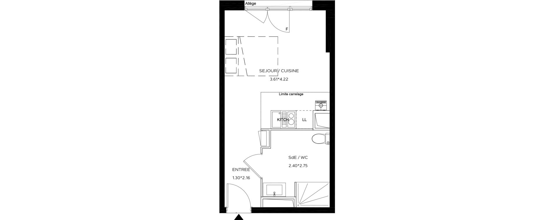 Appartement T1 de 24,80 m2 au Teich Centre