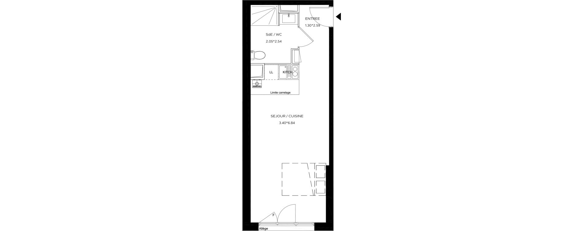 Appartement T1 de 30,59 m2 au Teich Centre