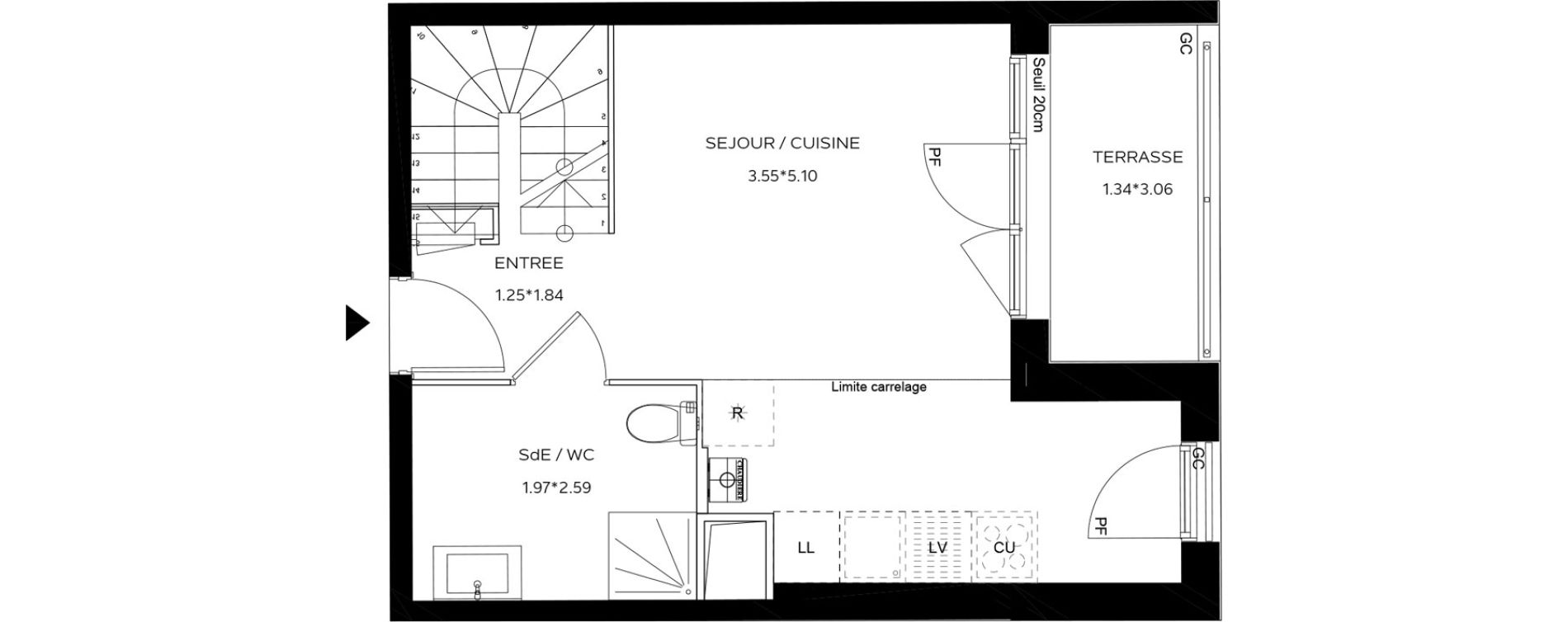 Appartement T3 de 63,16 m2 au Teich Centre