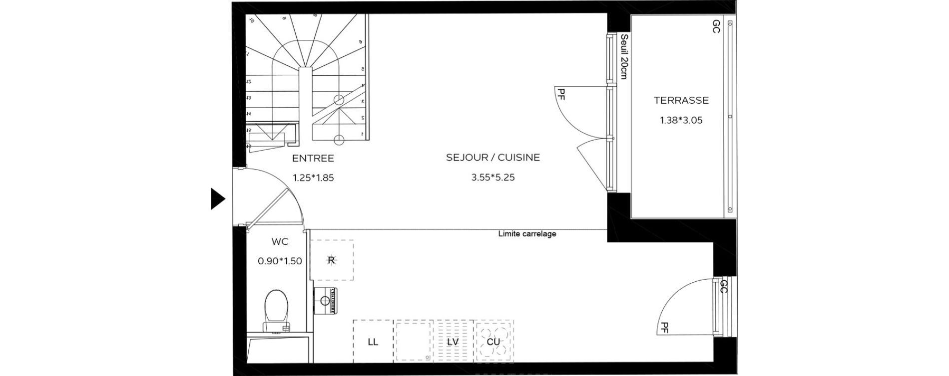 Appartement T2 de 49,52 m2 au Teich Centre