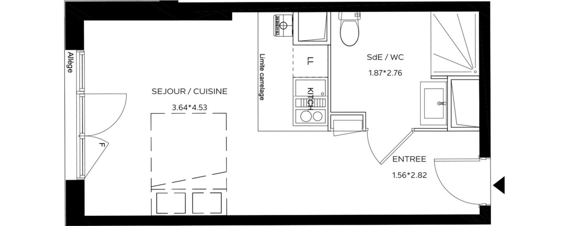 Appartement T1 de 25,21 m2 au Teich Centre