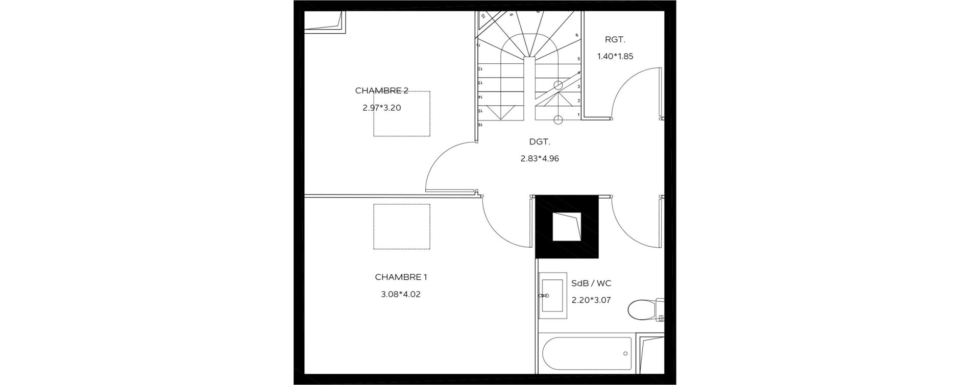 Appartement T3 de 69,50 m2 au Teich Centre