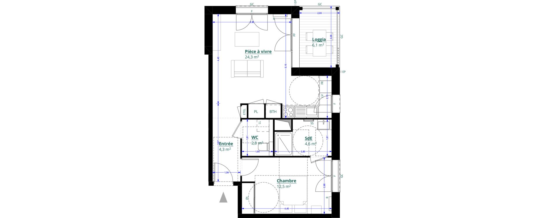 Appartement T2 de 48,50 m2 &agrave; L&eacute;ognan Centre